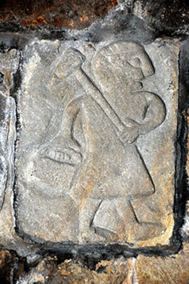 13th Century engraving in Wirksworth Church - reputed to be a Lead miner.