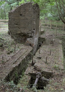 Brick pillar that supported a beam pump with the foundations of a horiozntal engine beside it, Muxotn Bridge Colliery.