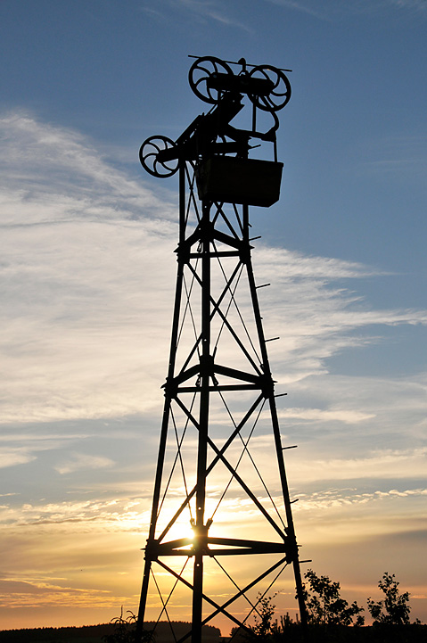 Sunset over the ropeway trestle