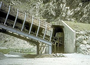 Portal of tunnel leading from base of crusher shaft.