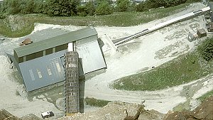 View from the quarry to the conveyor from the crusher shaft