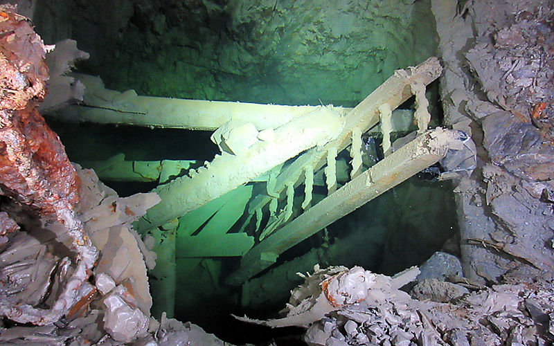 Flooded working at end of adit level (Andy Wood)